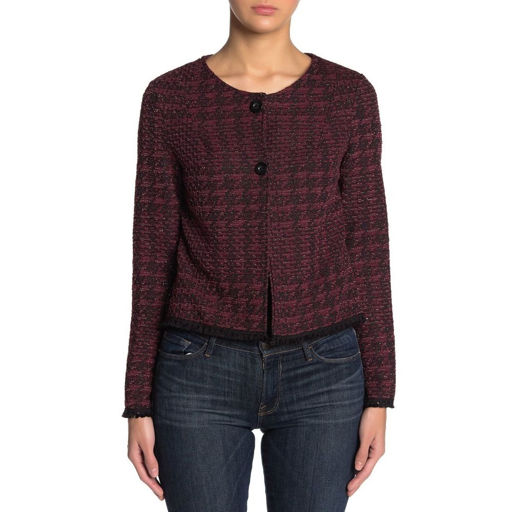 Lola Tassel Trimmed Houndstooth Jacket S